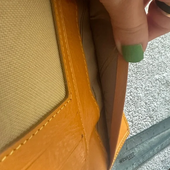 CHANEL Coco Chanel Mustard Monogrammed Bust & Logo Trifold Wallet - Picture 6 of 6